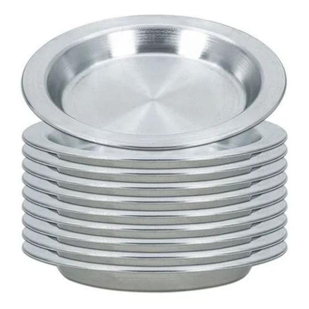 2X Kit Com 10 Pratos Escolares De Aluminio 21 Cm - 350 Ml