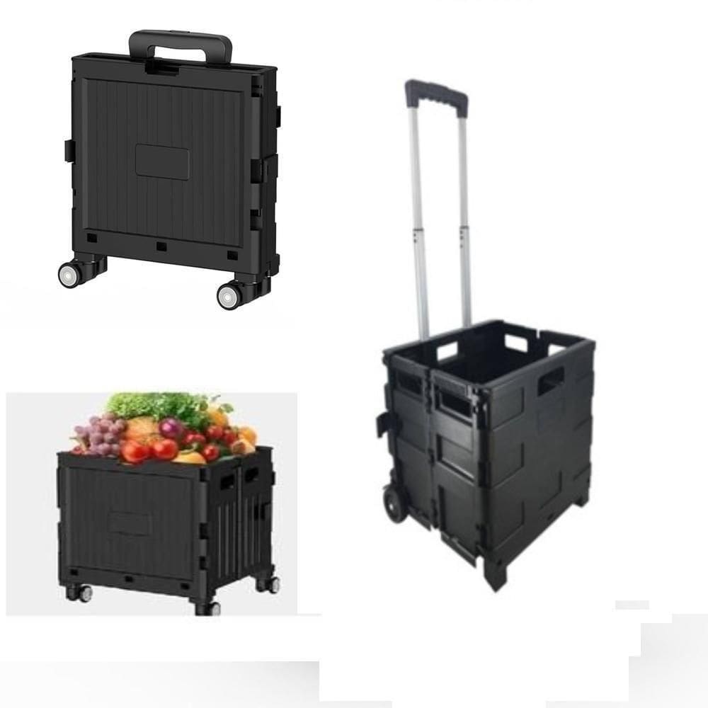 Carrinho Compras Dobravel 45kg Cesto Multiuso Tampa Feira Ferramentas Roda Vira Maleta