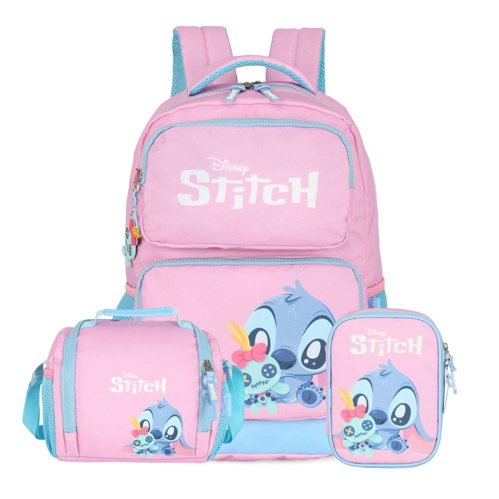 Mochila de Costas Stitch Disney Lancheira Estojo Box Escolar