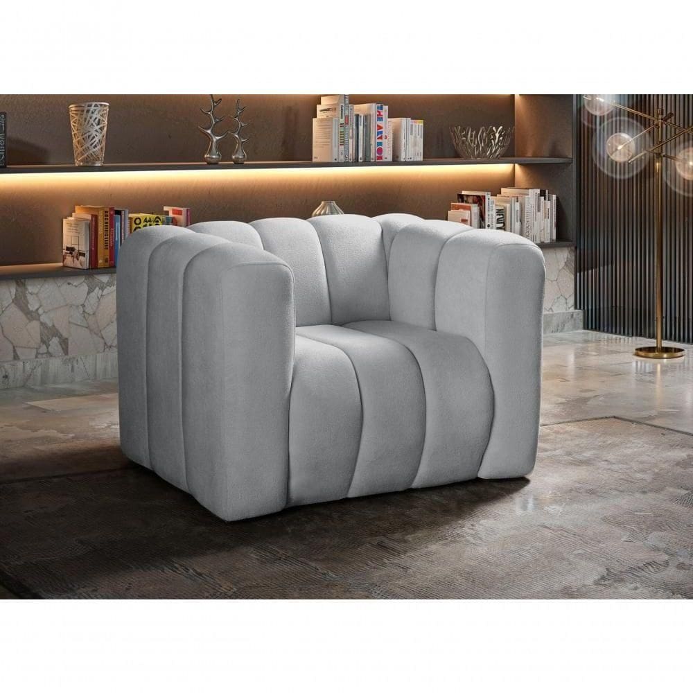 Poltrona Mona Decorativa Confortável Moderna Sala De Estar - Bouclê Cinza 520