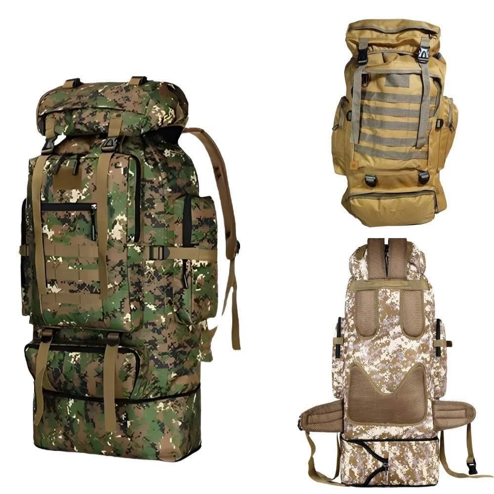 Mochila Militar Camping 100 Litros Camuflada Tatica Gigante Bolsa Impermeavel 100l Reforcada Viagem Trilha Acampamento I