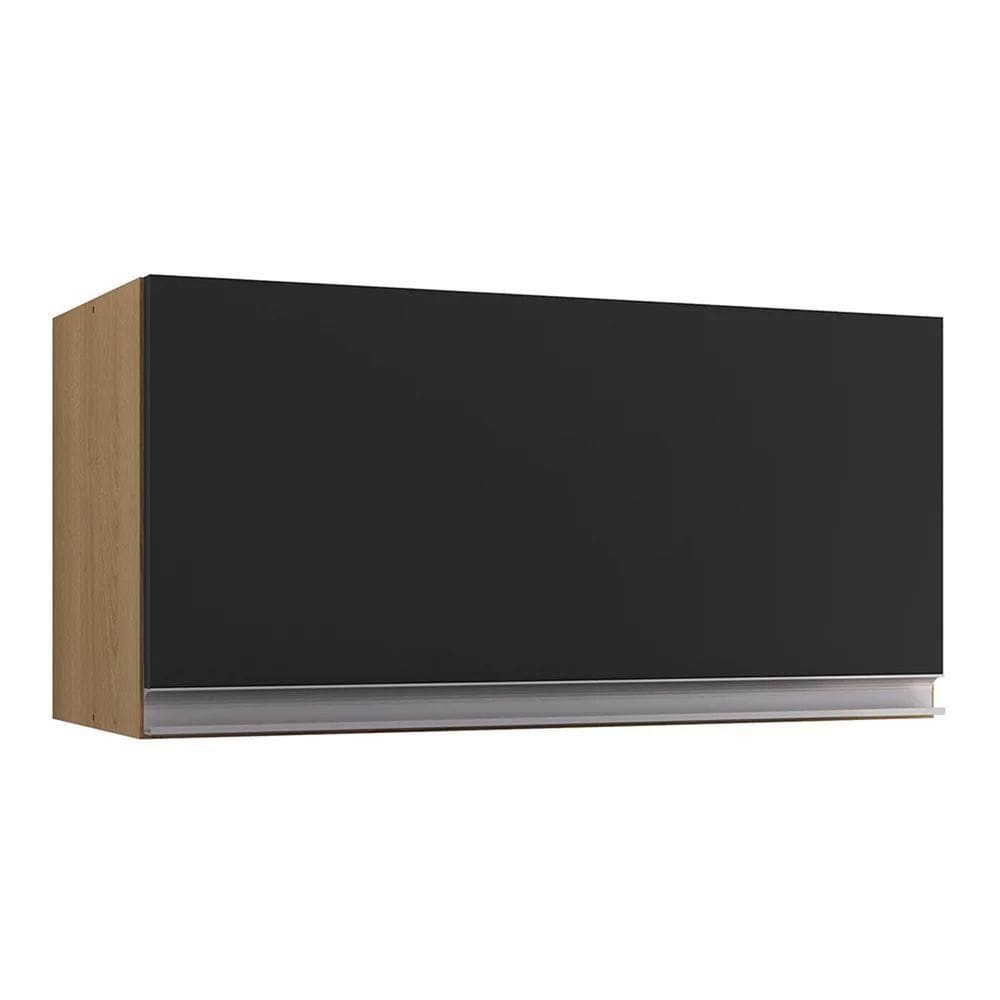 Armario Aéreo De Geladeira 60cm Andréia Ajl Móveis Amêndoa Preto