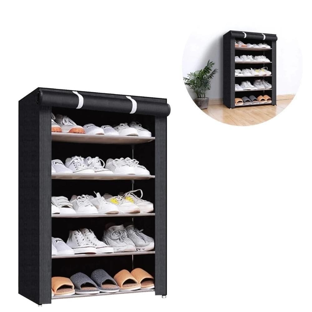 Sapateira Ziper Armario Portatil Grande 5 Prateleiras Guarda Roupa Estante Organizador Brinquedos Porta Trecos Desmontav
