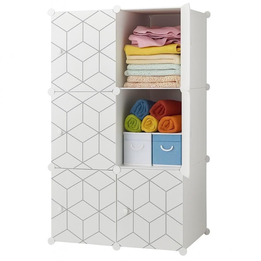 Guarda Roupa Modular 6 Portas Armario Portatil Organizador Brinquedos Lavanderia Estante Sapateira Multiuso Luxo