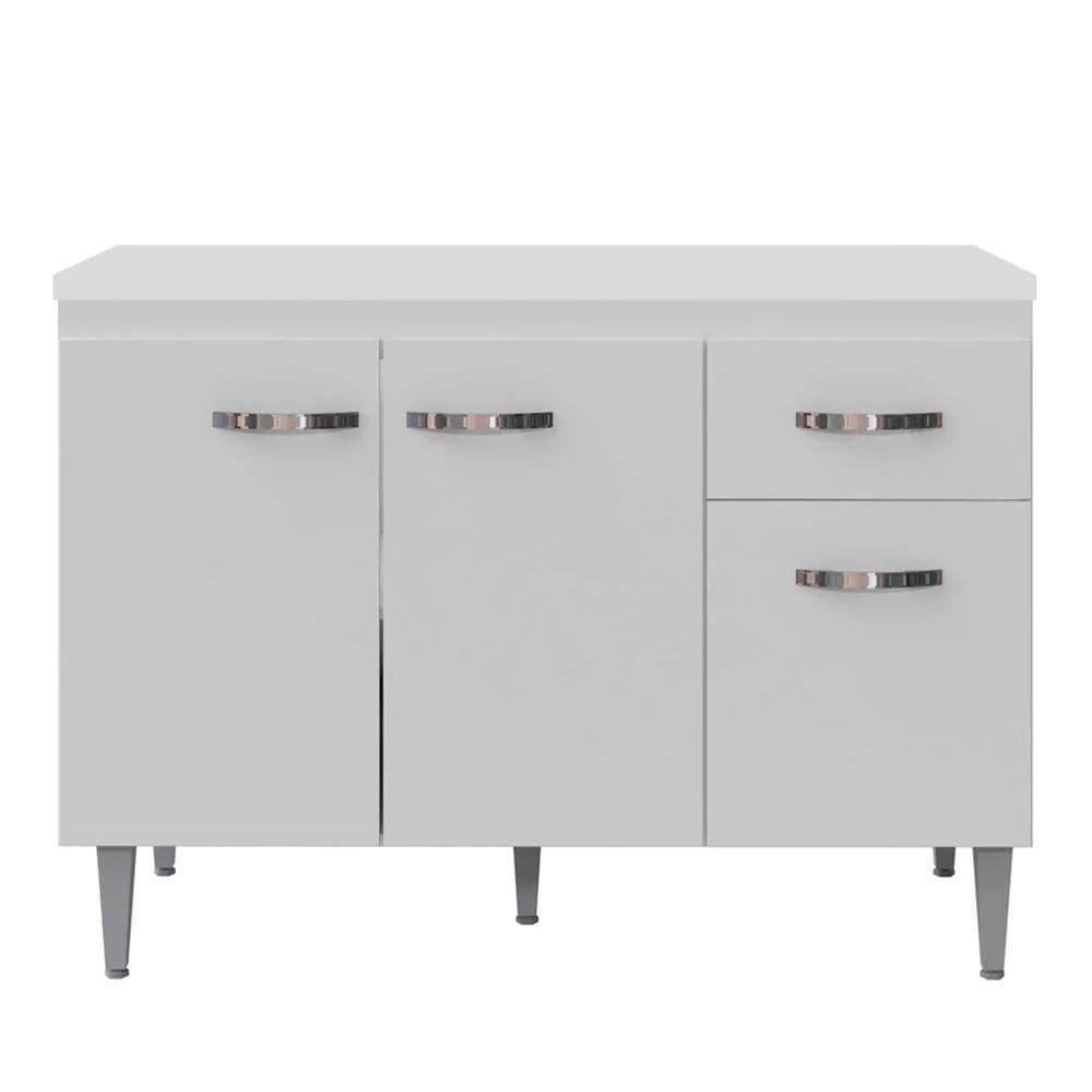 Balcão Cozinha Gabriela 3 Porta 120cm S-t Ajl Branco