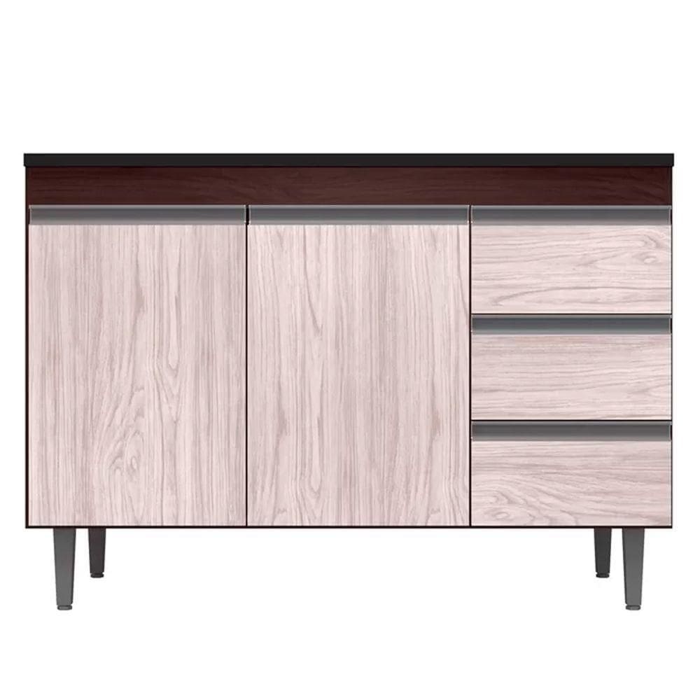 Balcão Gabinete Cozinha Andreia 100cm 2 Porta S-t Ajl Móveis Castanho Avelã