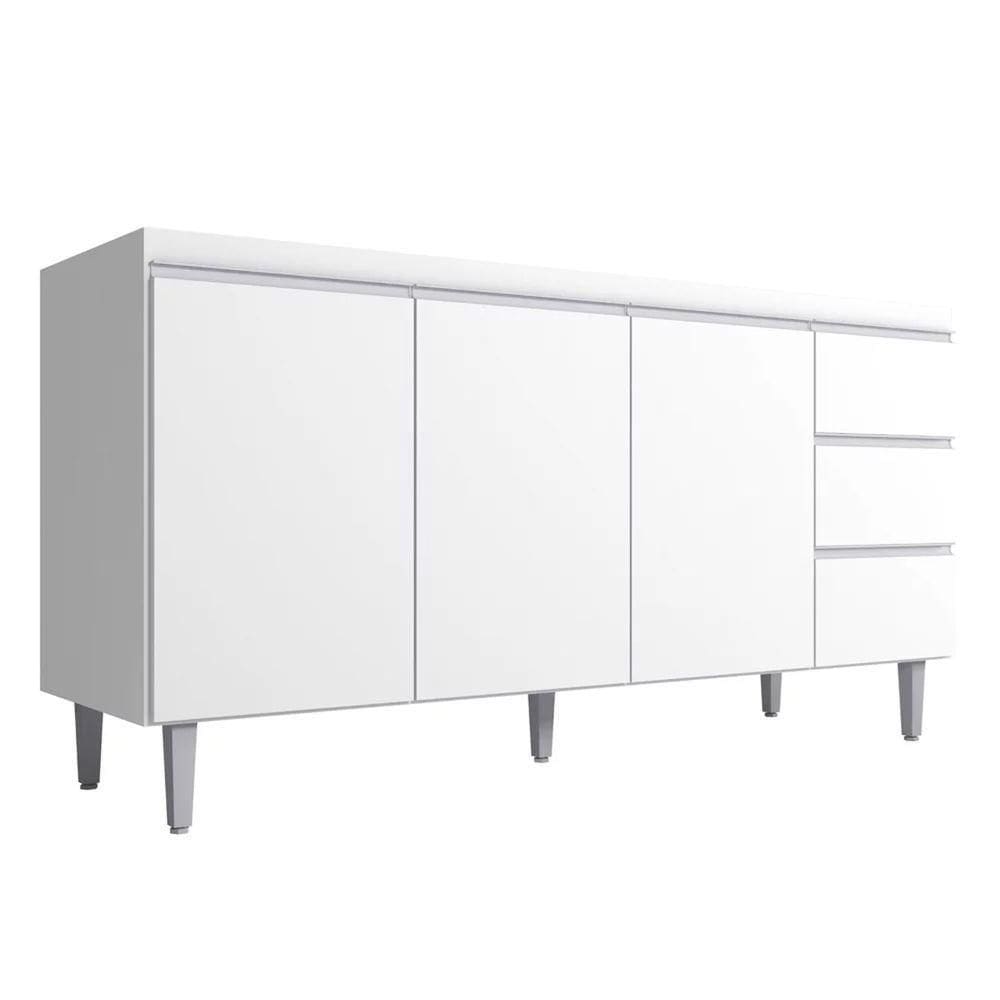 Balcão Gabinete Cozinha Andreia 3 Portas 150cm S-t Ajl Branco