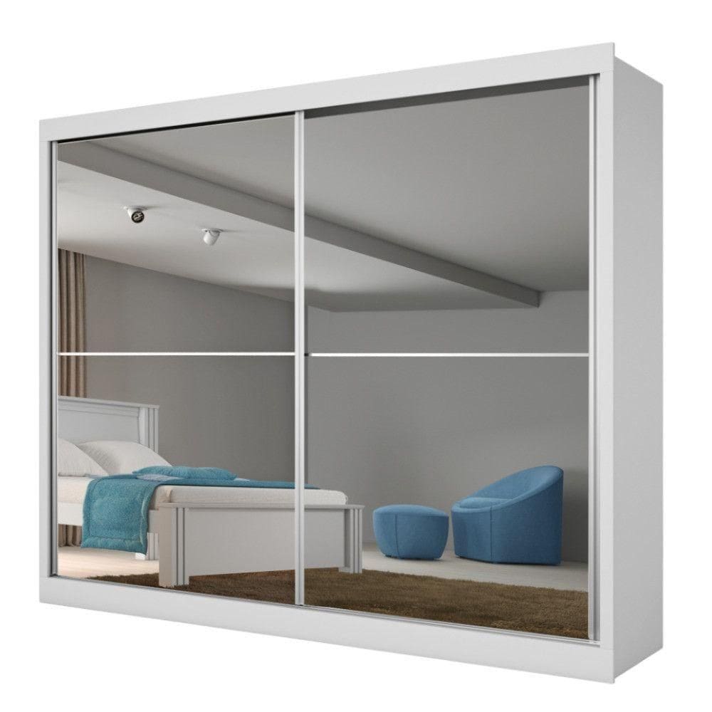 Guarda Roupa Verona Plus 2 Portas Espelhado 100% Mdf Branco Acetinado