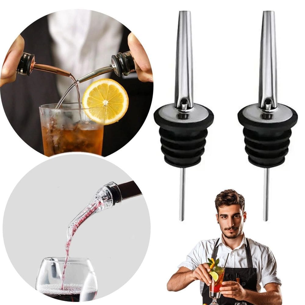 Bico Dosador Inox Bartender Para Garrafa Vinho, Tequila 2Un