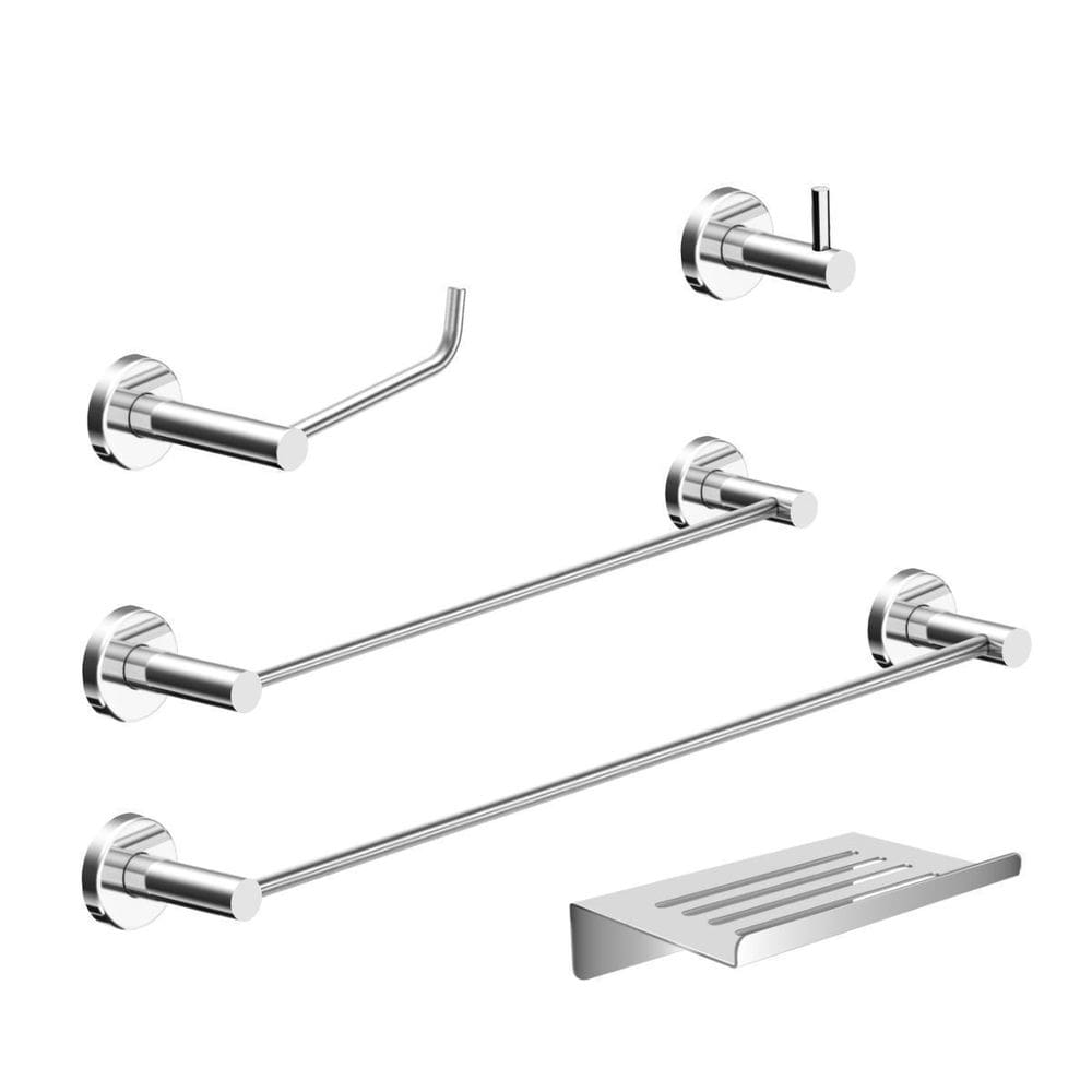 Kit De Acessórios Banheiro 5 Peças Alto Brilho Atenas 2180At