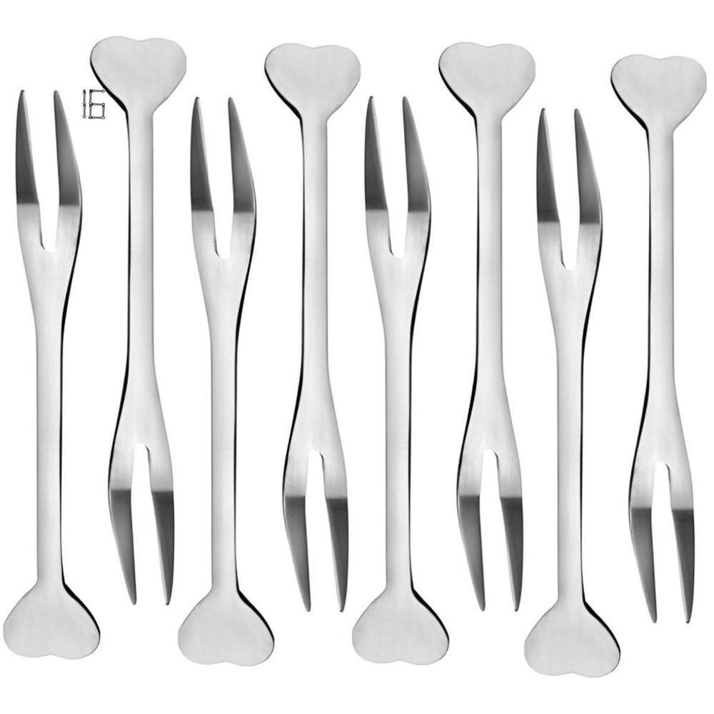 16 Mini Garfinho Talher Petisco Aperitivo Fondue Buffet Inox