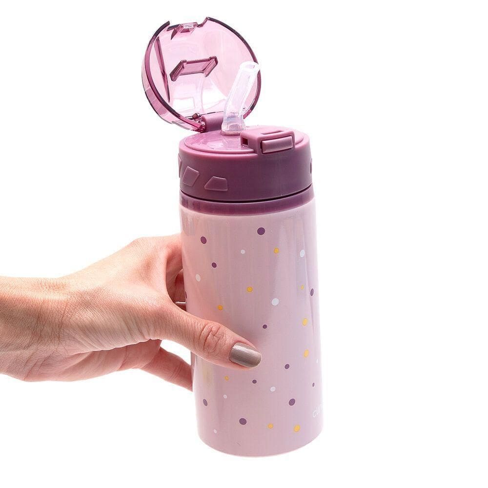 Garrafa De Alumínio 580ml Com Canudo De Silicone - Estilo E Diversão Para Meninas