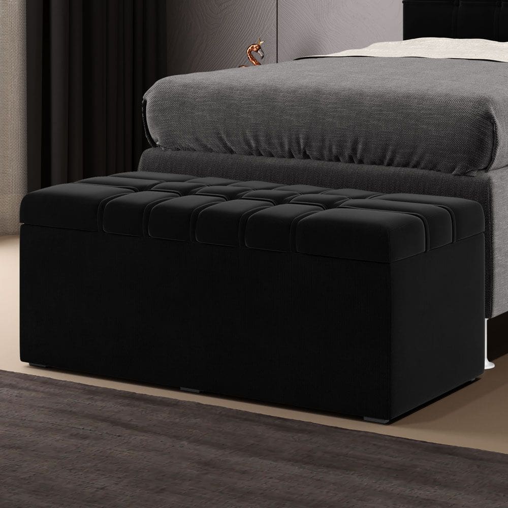 Calçadeira Baú Alpha Para Cama de Solteiro 90cm no Tecido Veludo - Conforto e Elegância Aradecor