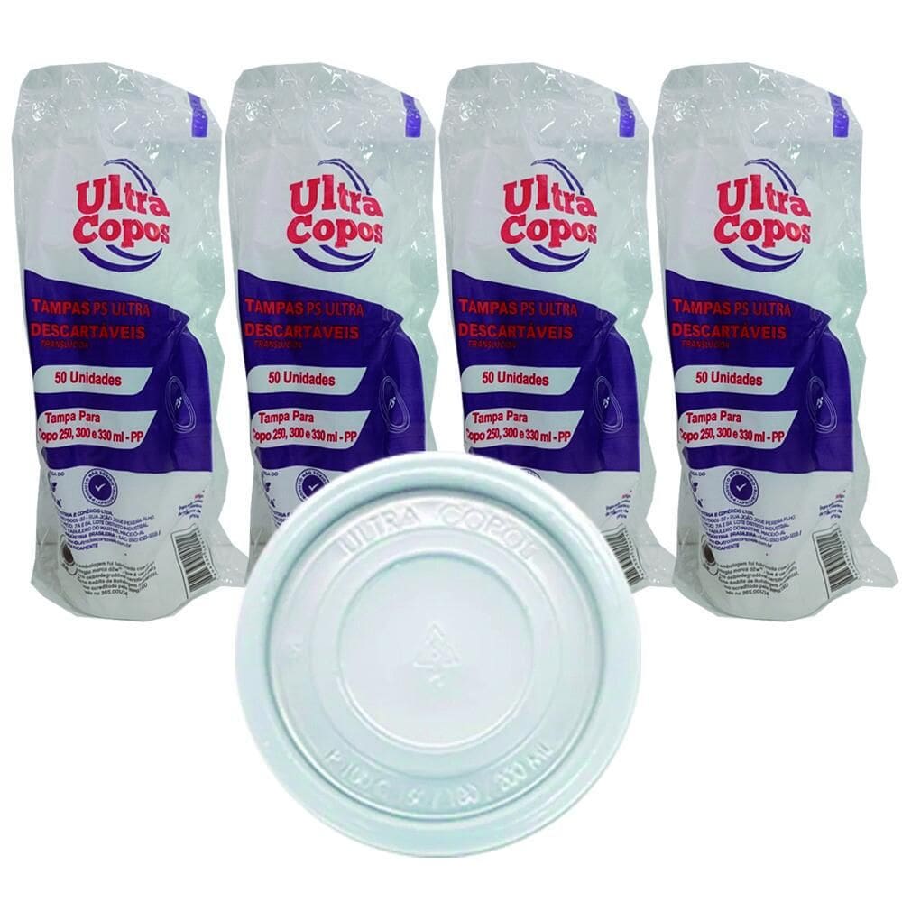Tampa Para Copo Descartável 250Ml 300Ml 330Ml S/Furo C/200