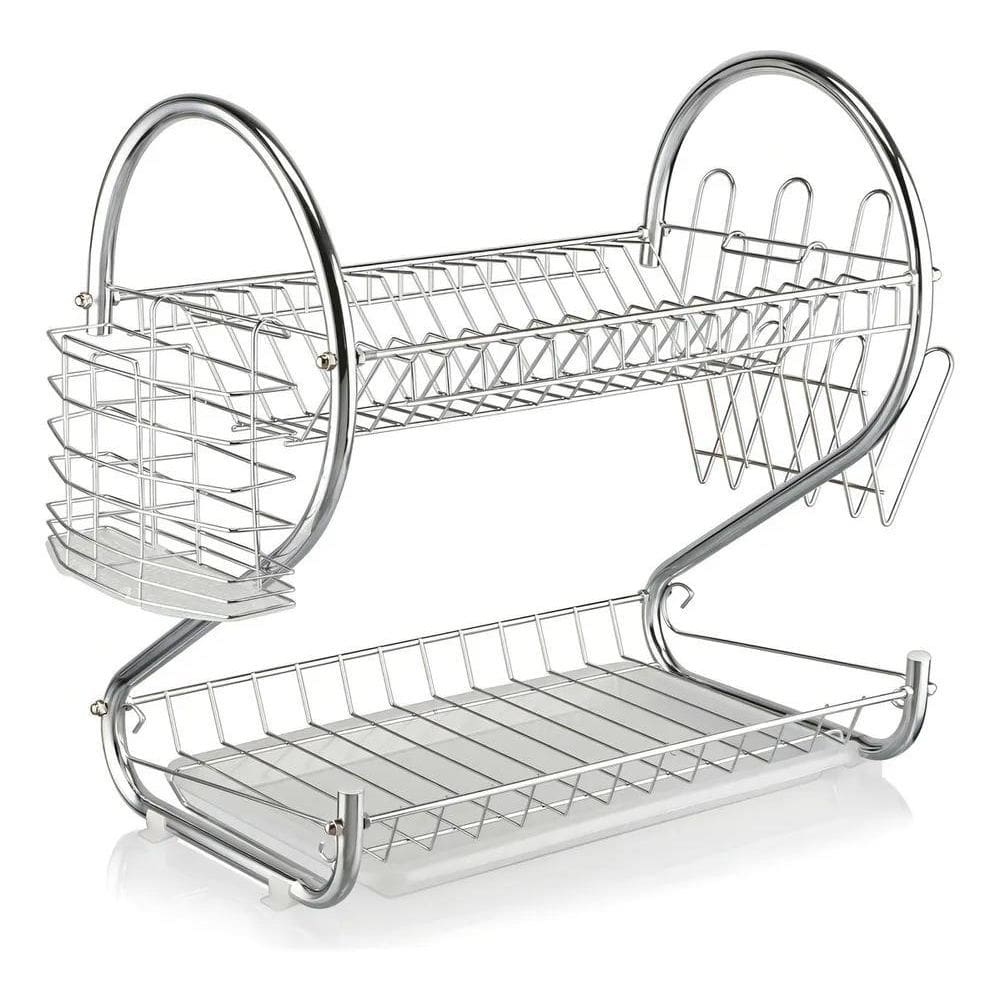 2X Escorredor Louças Cromado Porta Pratos Talheres E Copos C