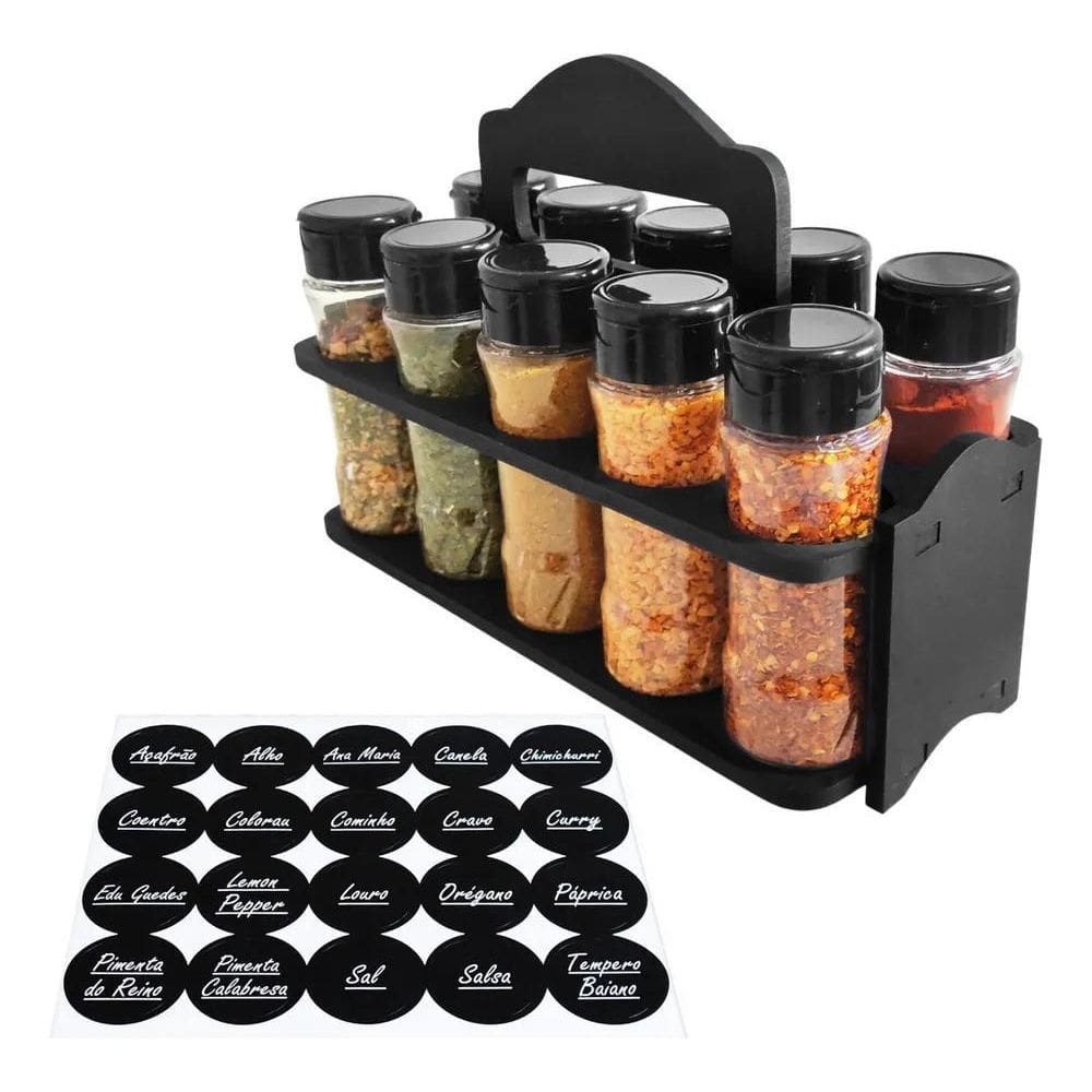 10X Porta Mantimentos Com Alça Potes De Tempero Tampa Dosad