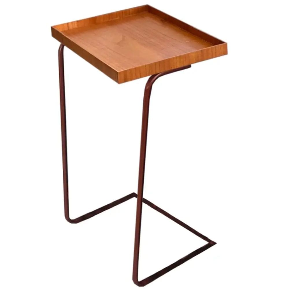 Mesa De Apoio Slim Sem Vidro Rj Decor Cor Amadeirado