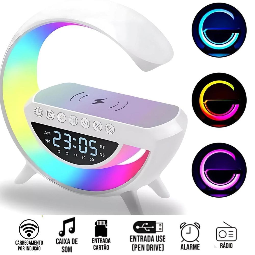 Luminária Compacta Bluetooth Com Design Moderno E Led