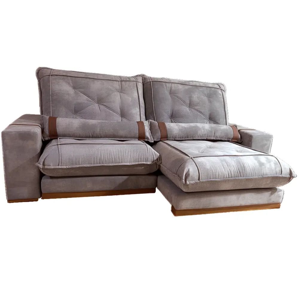 Sofá Ibiza Com Molas Ensacadas 4 Lugares Retrátil E Reclinável 250cm Tecido Veludo Zarat Cor Cinza