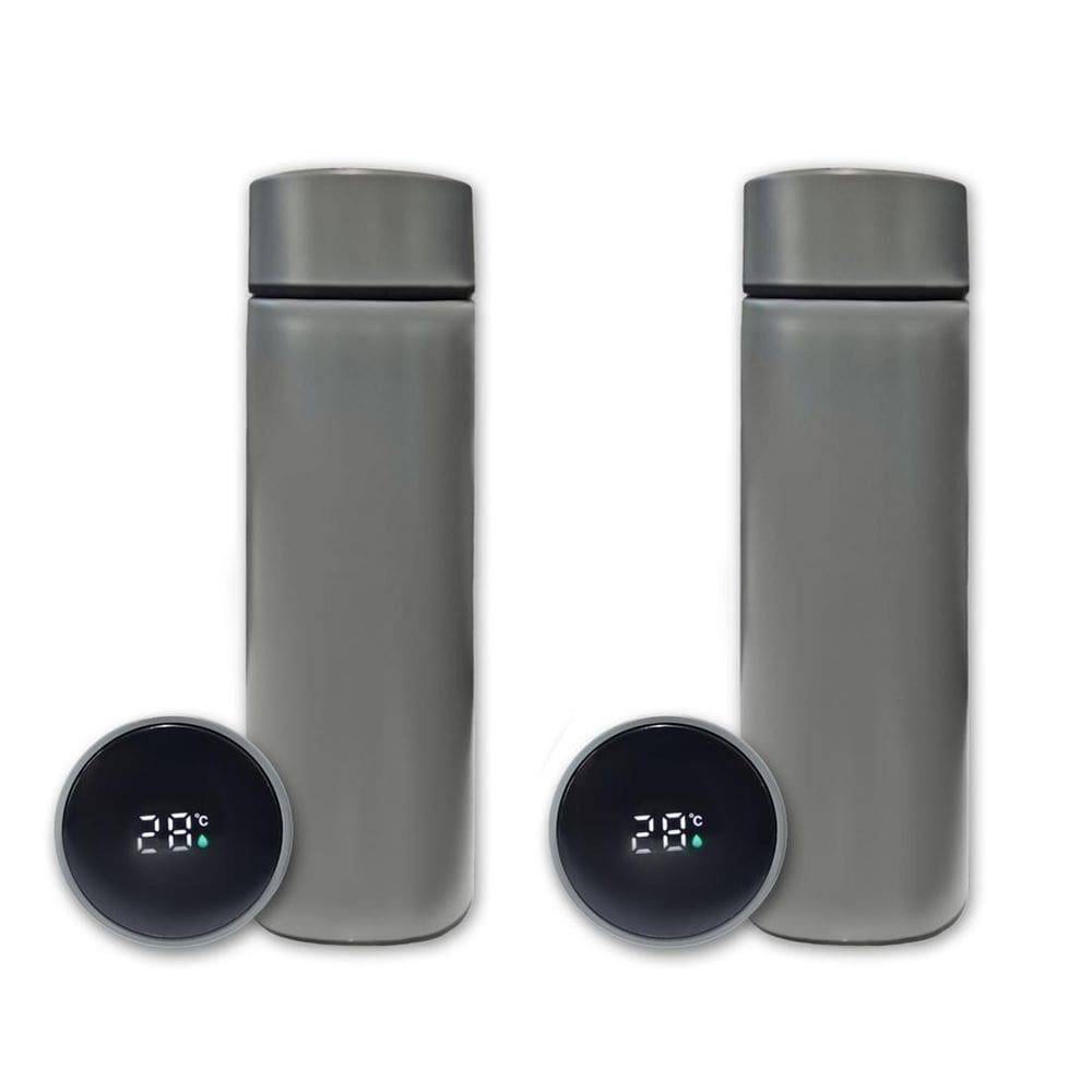 Kit 2 Garrafa Térmica Aço Inox Termômetro Digital Led 500Ml