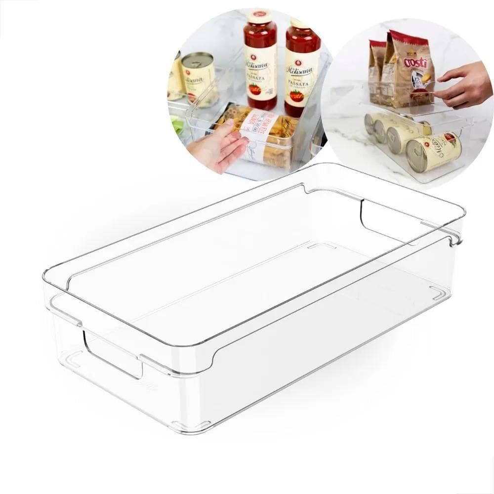 2X Organizador De Armário Cozinha Multiuso Clear Geladeira