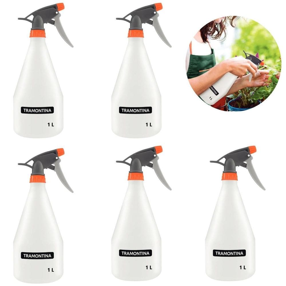 Borrifador Pulverizador Jardinagem Manual 1 Litro Kit 05 Un