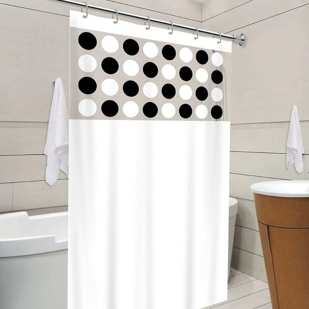 Cortina Box Banheiro Visor Estampado Bolinhas Antimofo