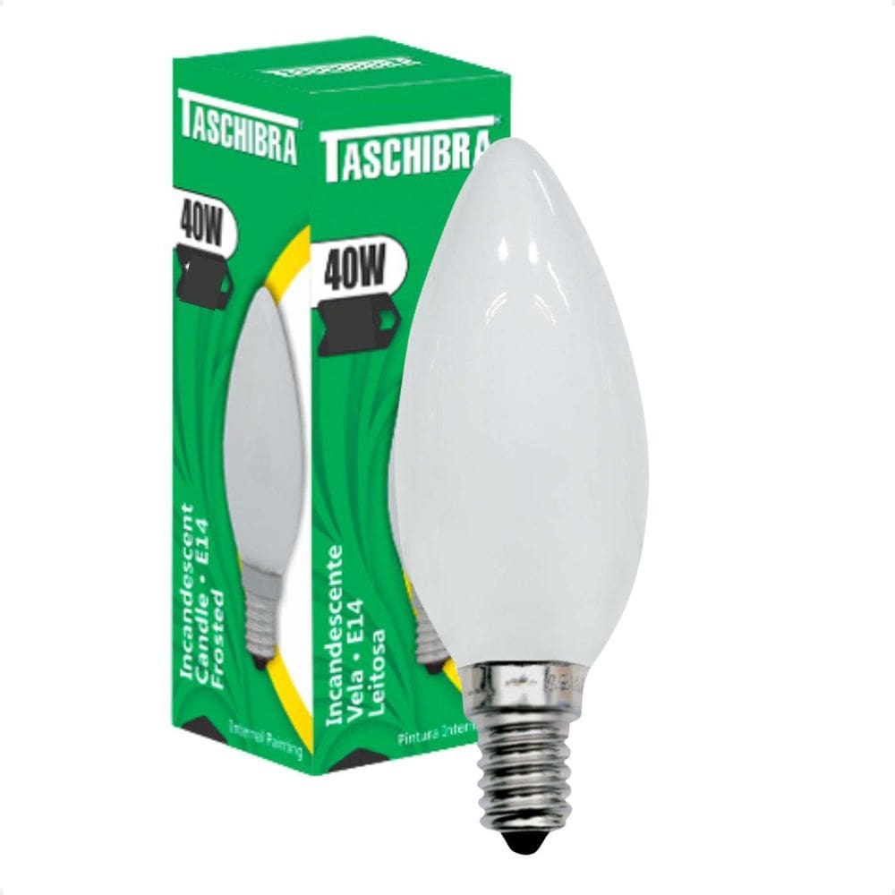 Kit 10 Lâmpadas Incandescente Vela 40W E14 Leitosa 110V