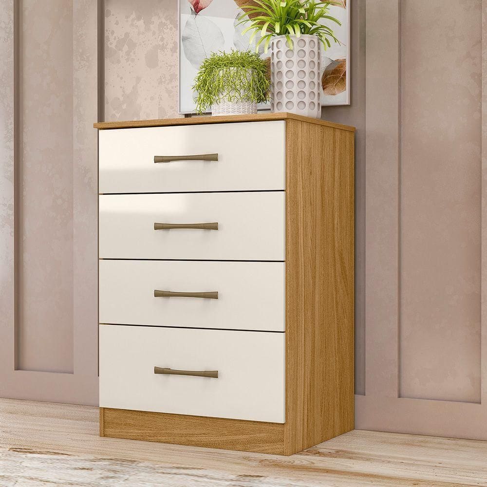 Cômoda Ms913 Organizadora Roupa Para Quarto 4 Gavetas Freijó/offwhite