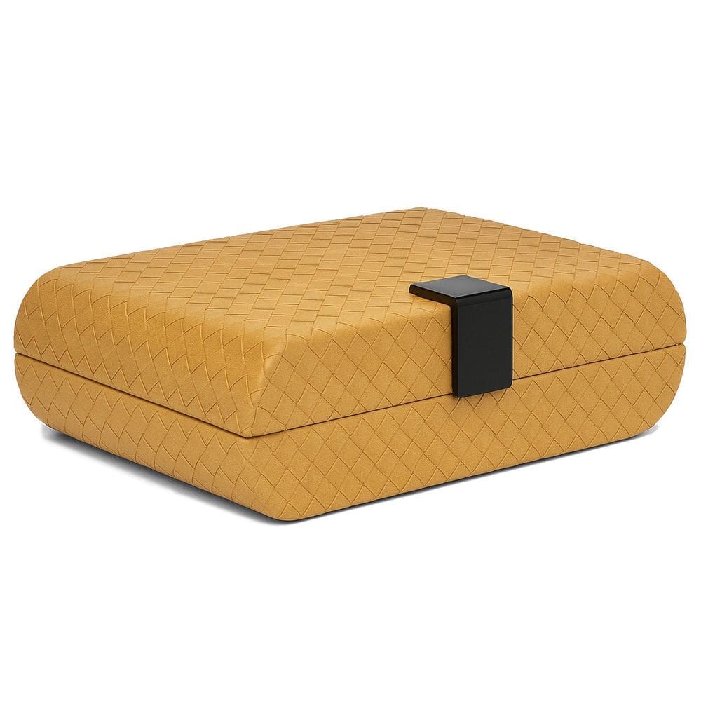 Caixa Decorativa Com Livro Em Couro Trançado Bege Trançado