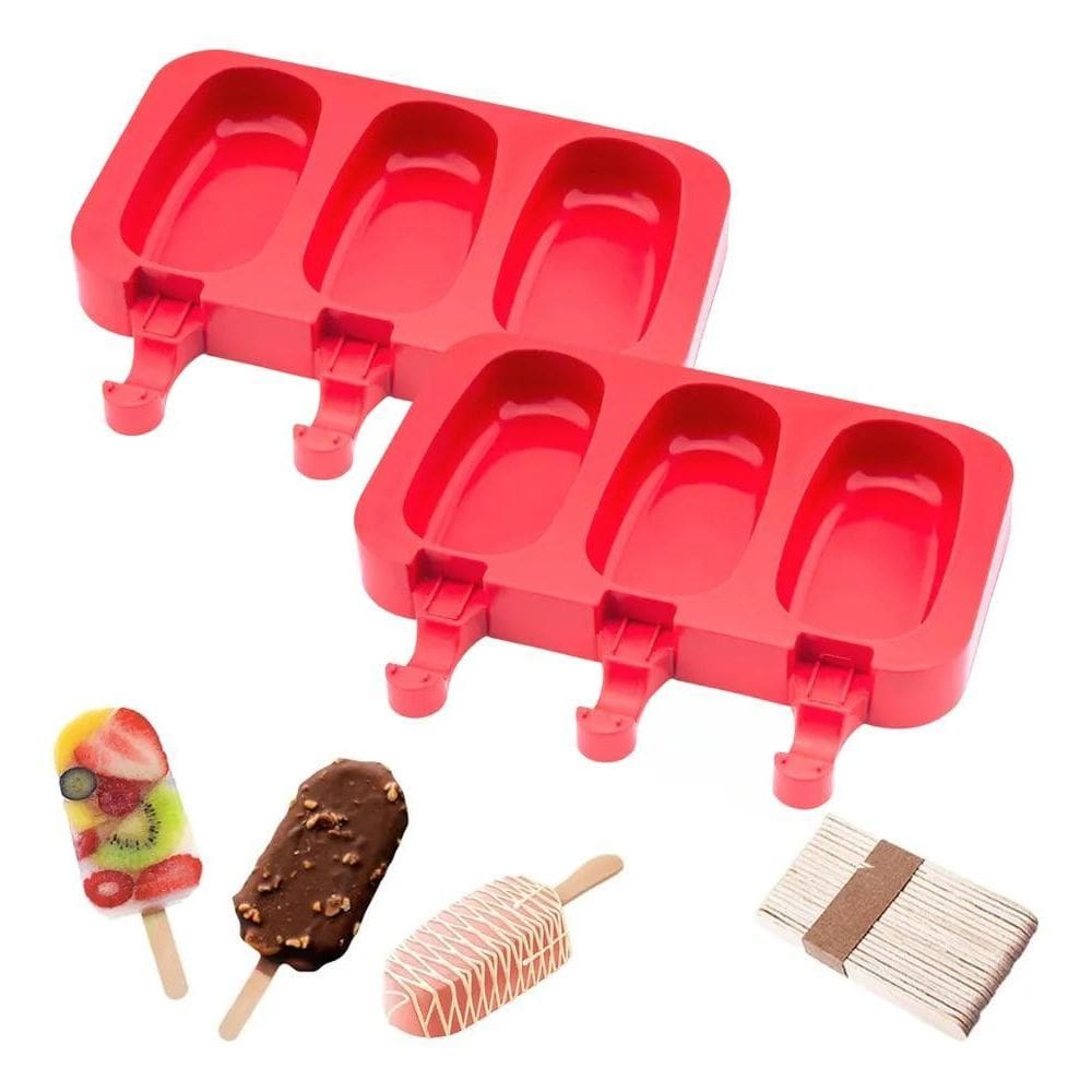 Kit 2 Formas De Picolé Sorvete Silicone Magnum 100 Palitos