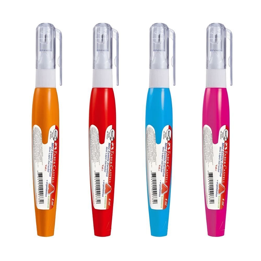 Kit 4 Mini Caneta Corretiva Líquida Secagem Rápida 4ml - Faber Castell