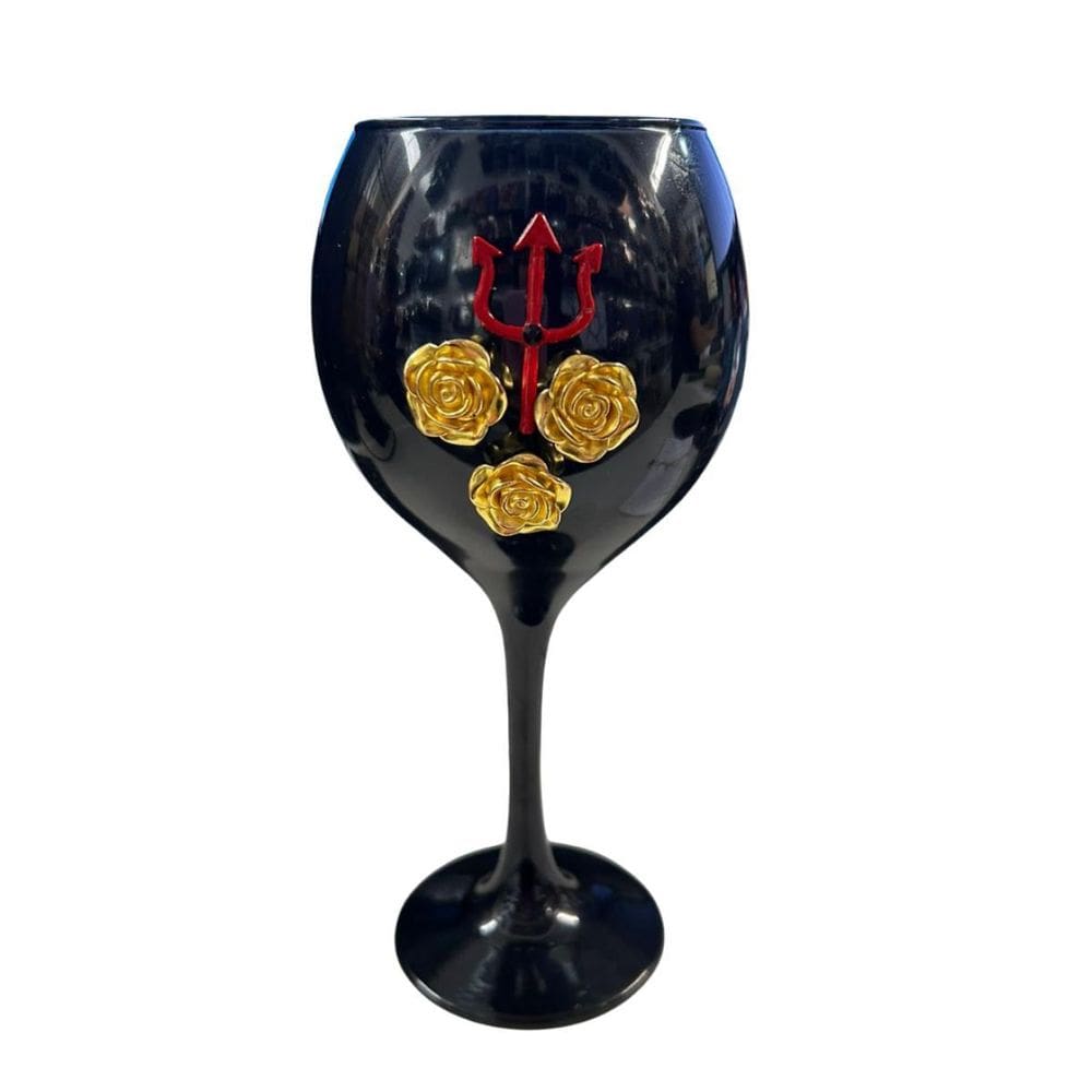 Taça Preta Pomba Gira 3 Rosas E Trid. Vm 400 Ml 20Cm Celebra