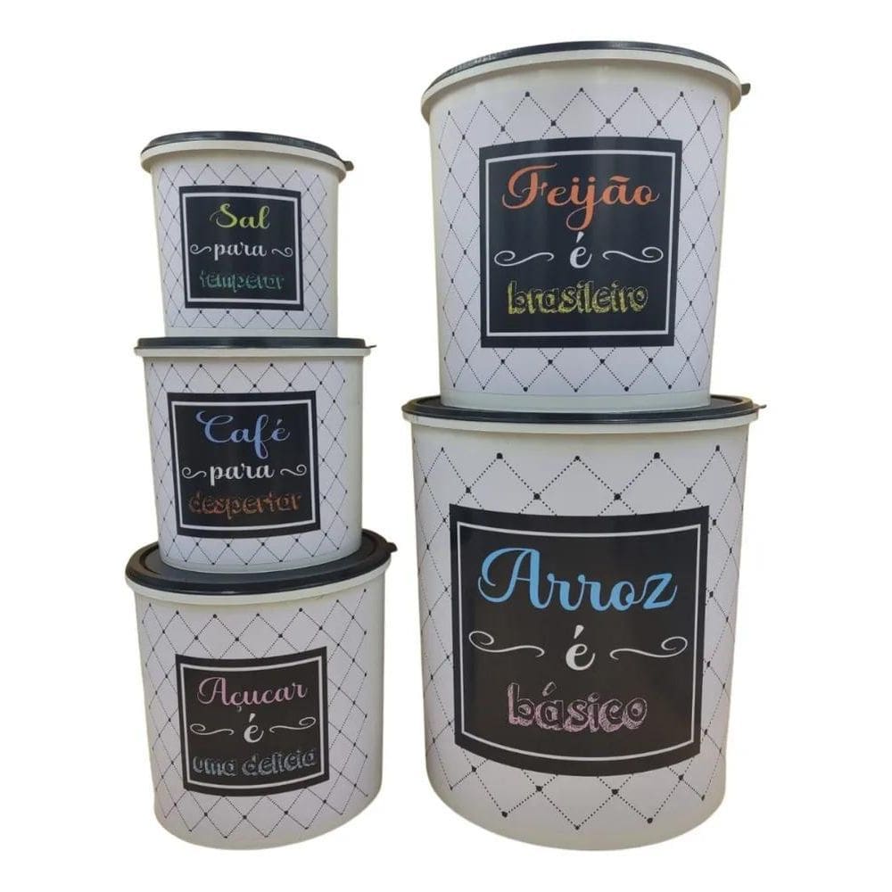 2X Jogo Mantimento Porta Arroz Feijão Pote Alimentos