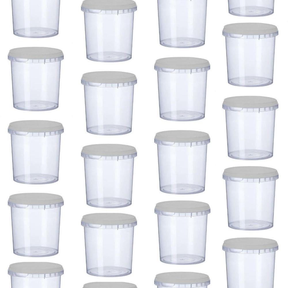 20 Potes Para Alimentos 500Ml Transparente Com Tampa 11X9,5