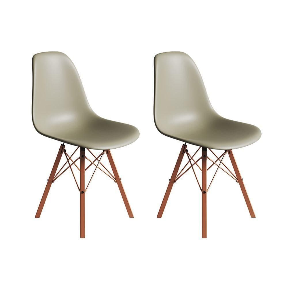 Conjunto 2 Cadeiras Eames Estilo Moderno Em Ferro Cobre Com Assento Fendi