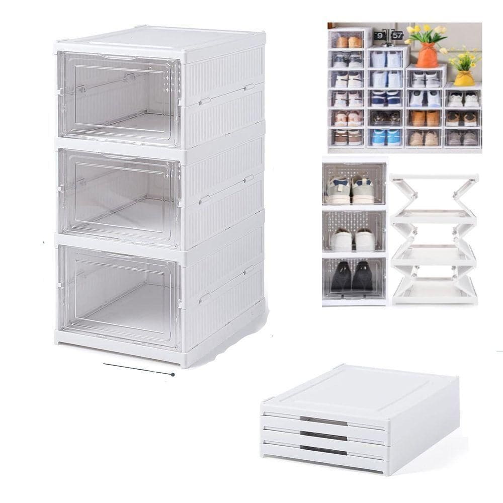 Armario Dobravel 3 Andares Sapateira Organizador De Brinquedos Automatico Caixa Empilhavel Multiuso