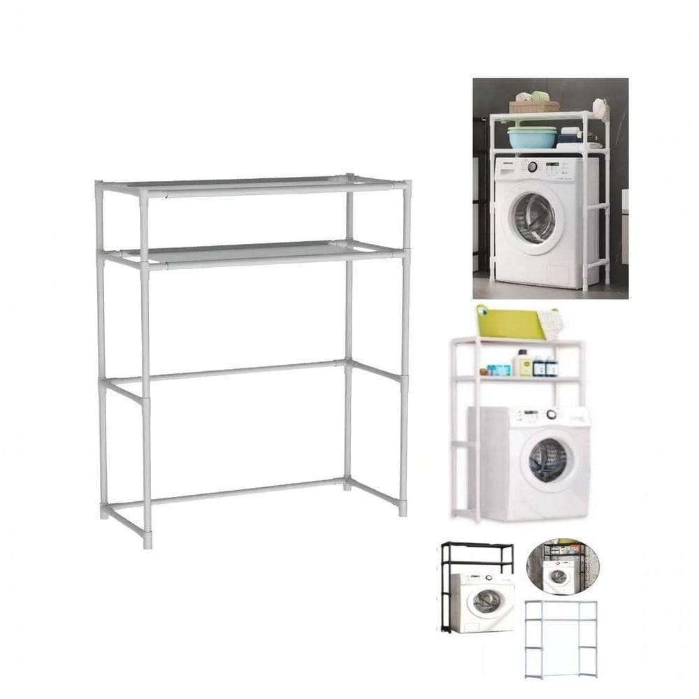 Organizador Estante Multiuso 2 Andares Para Maquina De Lavar Banheiro Cozinha Sapateira Branco