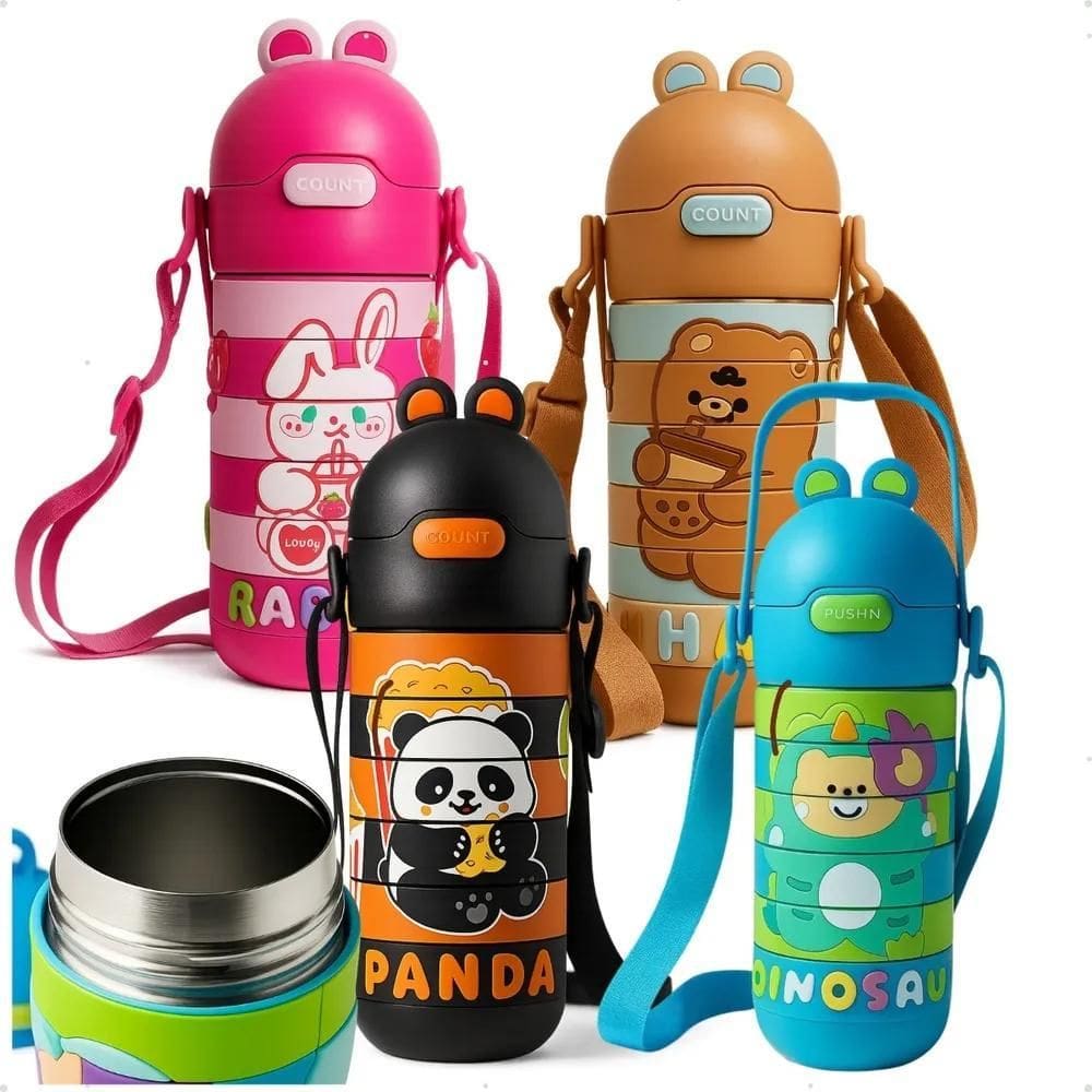 Garrafa Térmica Infantil 430Ml Tabuada Interativa Aprendizad