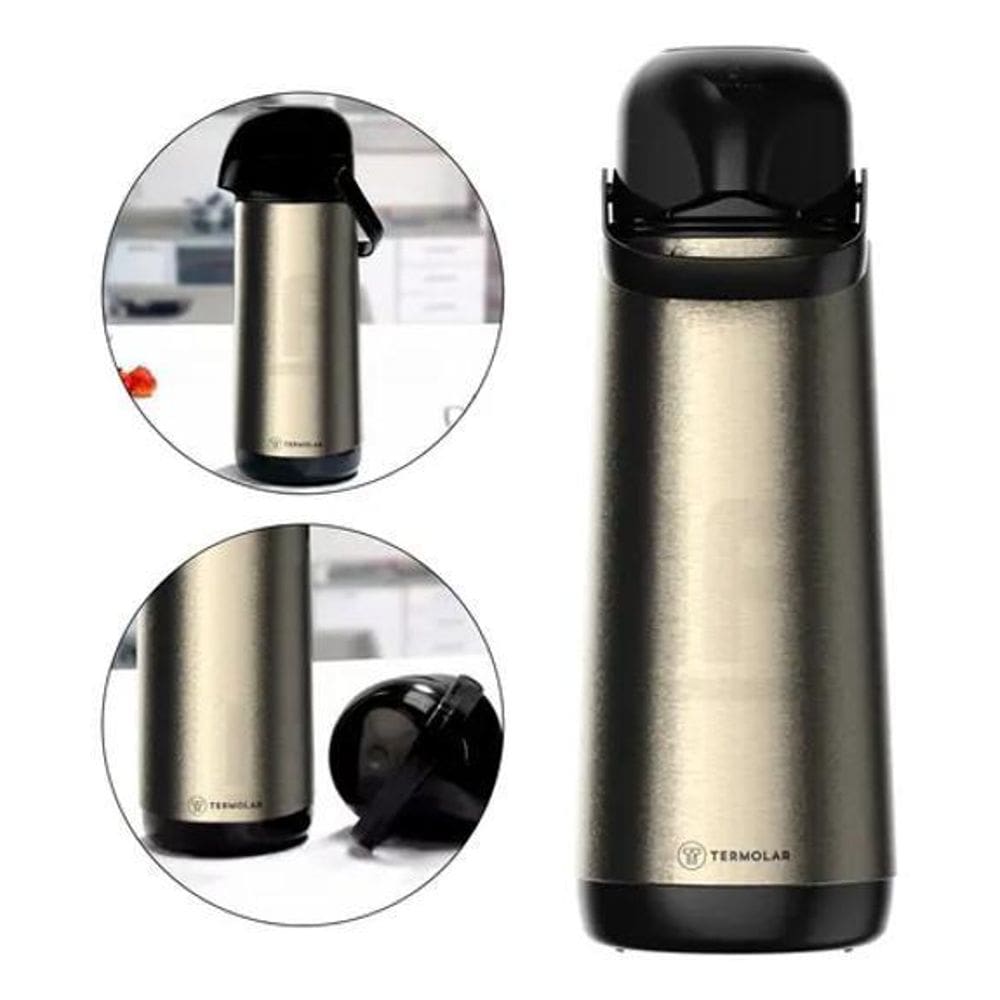 2X Garrafa Termica De Pressao Lumina 1,8L Inox Termolar Ging