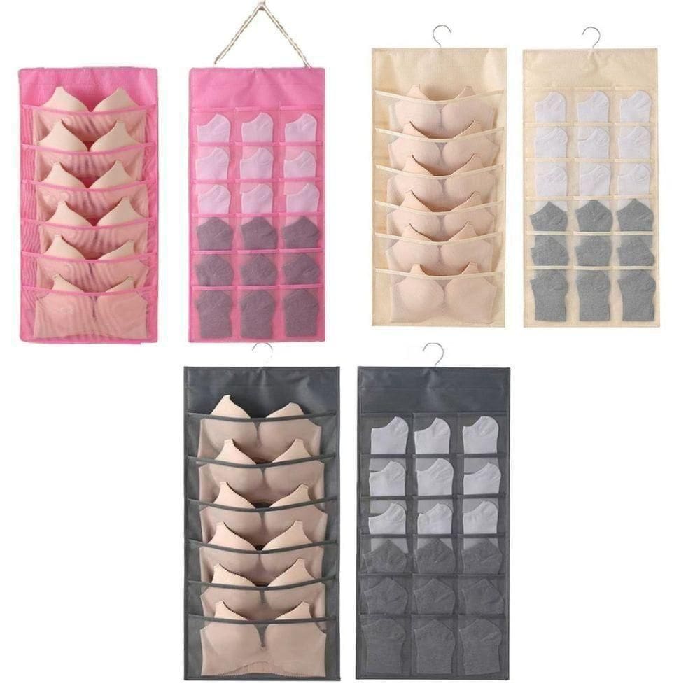 Cabide Organizador Dupla Face Porta Sutia 24 Bolsos Colmeia Divisorias Closet Joias Guarda Roupa Multiuso
