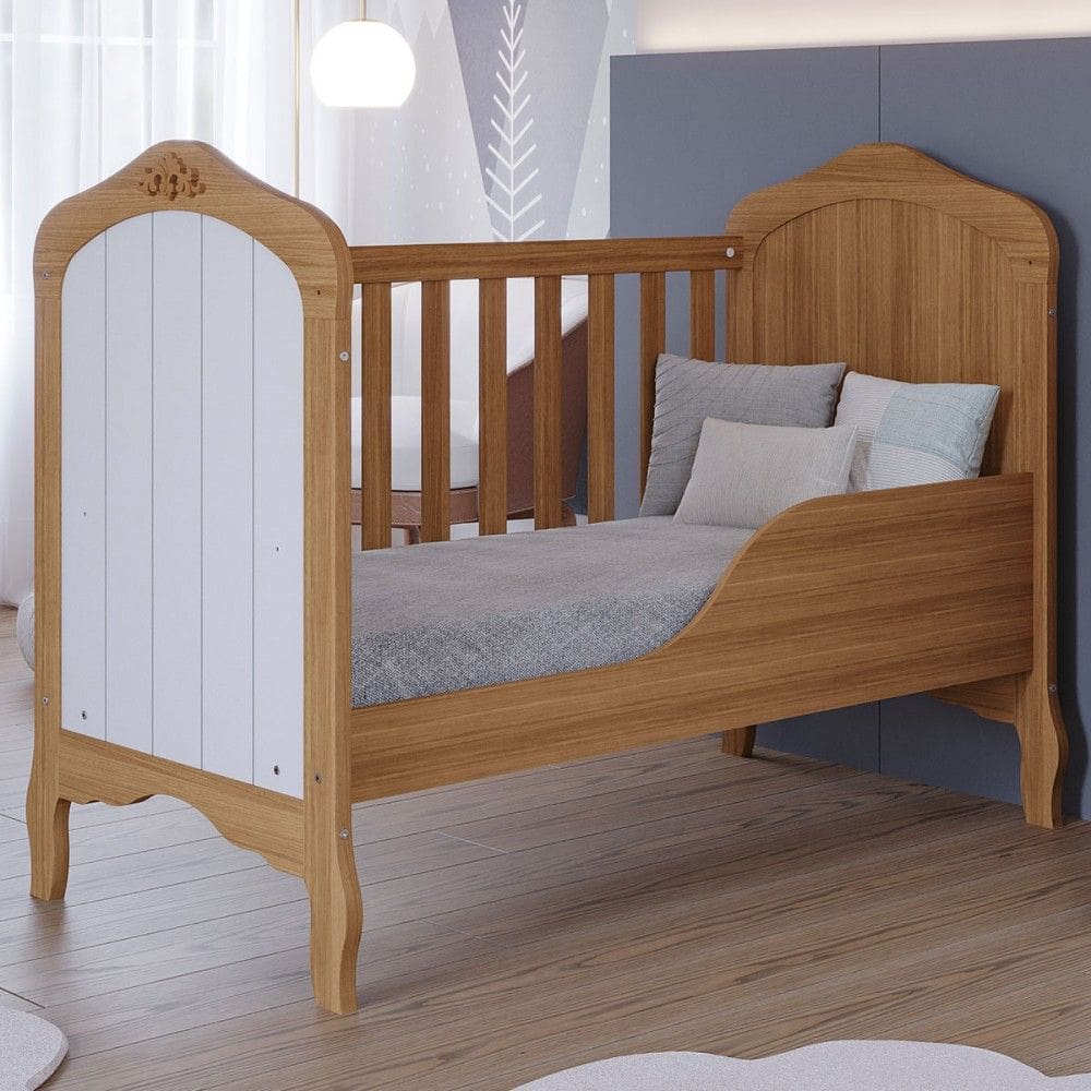 Berço Mini Cama Harmonia 100% Mdf Natural/Branco - Permobili