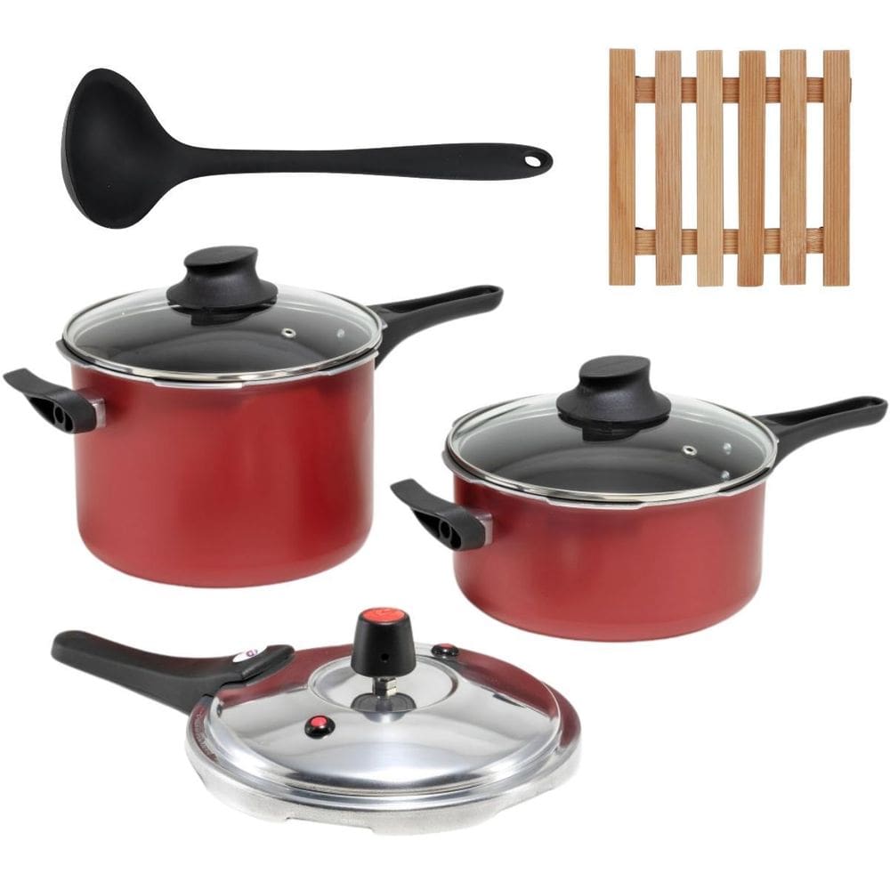 Jogo Panelas De Pressão 2 Em 1 + 02 Descansos + Concha