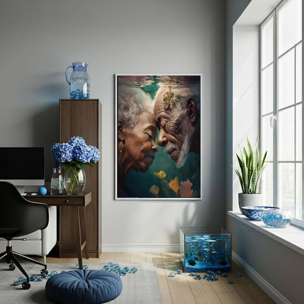 Quadro Decorativo Casal Preta E Preto Velho - 70X50Cm