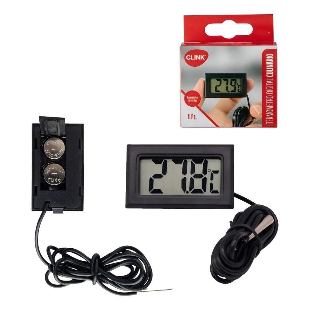 10X Termômetro Digital Culinário Com Sensor 1 Metro + 2 Bat