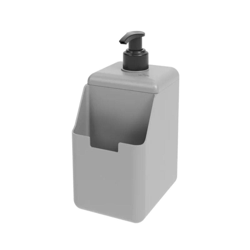 Porta Detergente E Esponja Single Para Pia 500Ml Cinza Claro