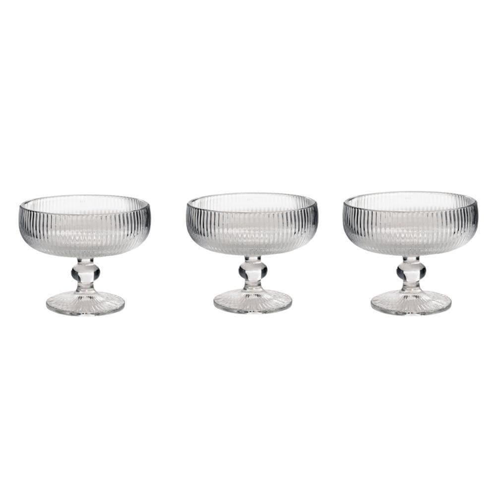 Jogo De Taça Canelada De Sobremesa Clear 260 Ml 3 Peças