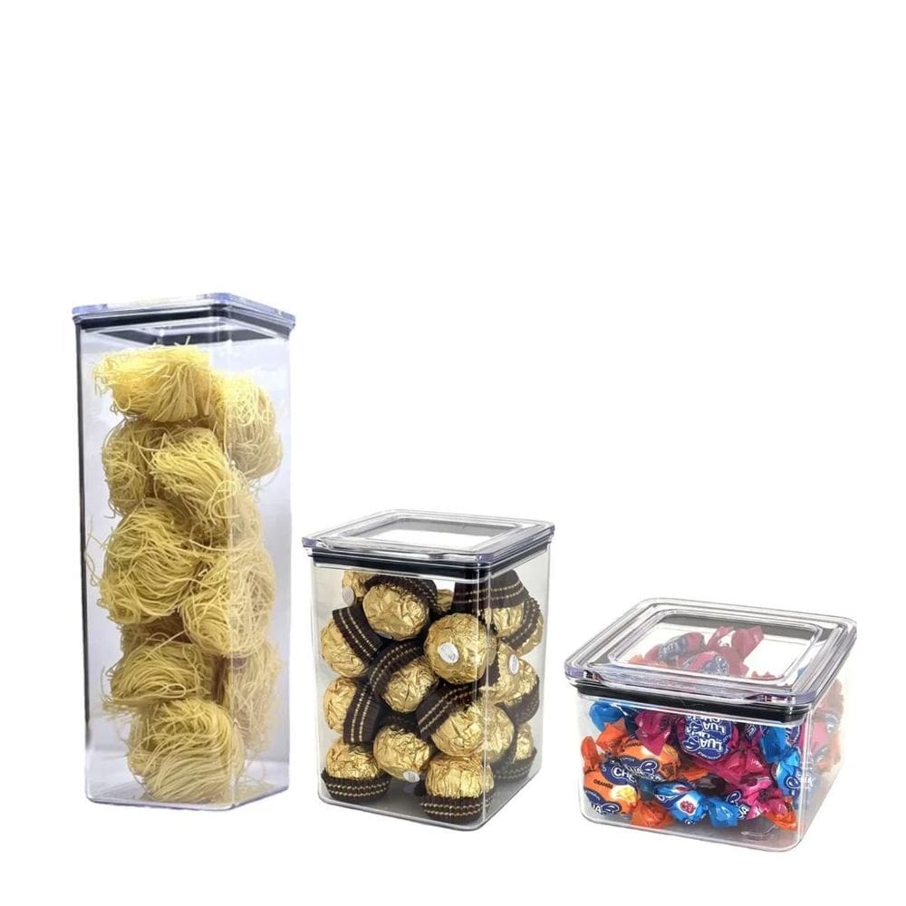 Kit 3 Potes Hermeticos Porta Mantimentos 3Tamanhos Qualyplas