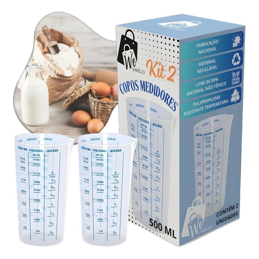 10X We Varejo - Kit 2 Copos Medidores Transparente 500 Ml M