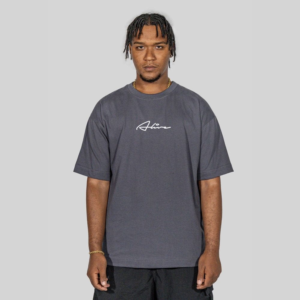Camiseta Alive Oversized Line Cinza